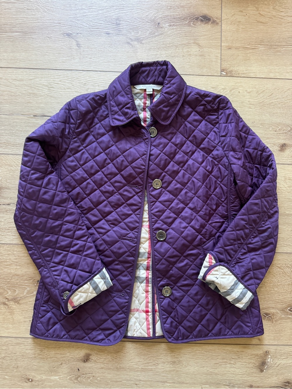 Burberry Brit Quilted Puffer Jacket in Purple